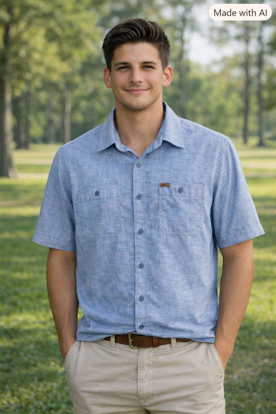 Orvis Blue Tech Chambray  Classic Collection Sz Medium Fishing Shirt